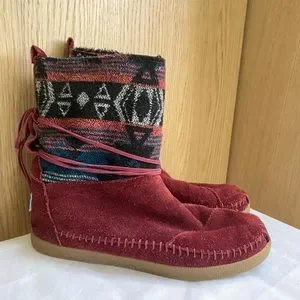 靴 TOMS Nepal Boots Burgundy Suede Jacquard Toms | Shoes | Toms Burgundy Suede Jacquard Nepal Boot